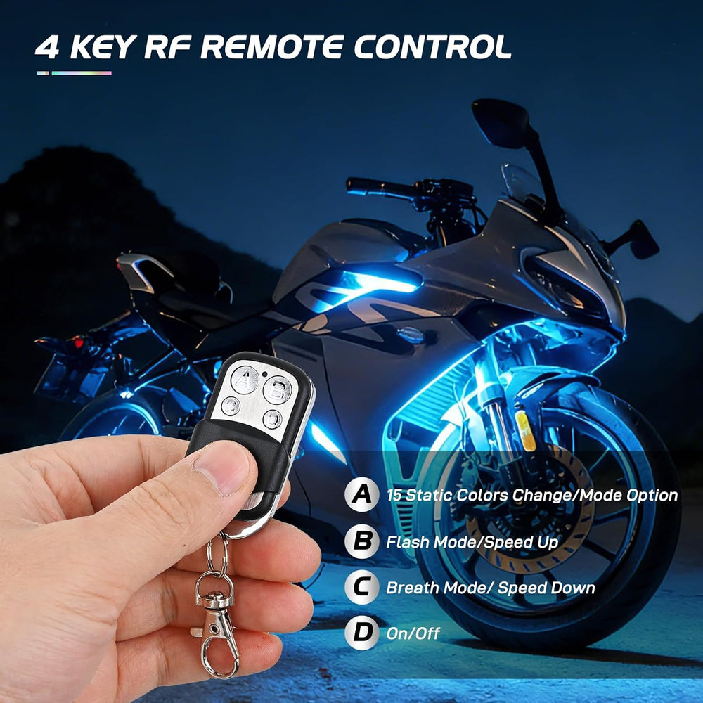 Nilight 8PCS Motorcycle RGB Led Light Kit Waterproof Multi-Color Atmosphere L...