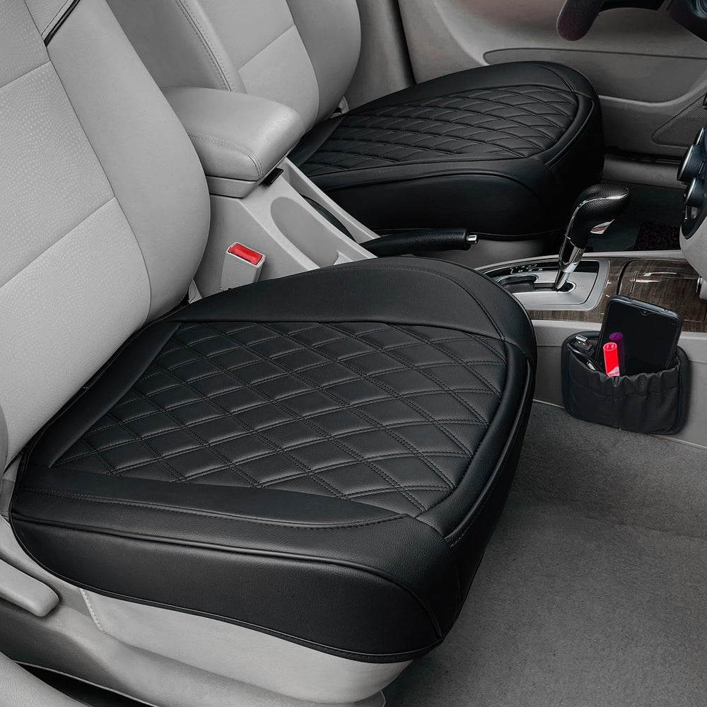 BEITK 2 Pack Leather Front Car Seat Bottom Covers Black