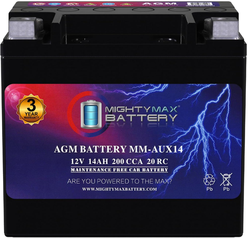 Mighty Max Battery MM-AUX14 Auxiliary Battery 12V 14Ah, 200 CCA Rechargeable