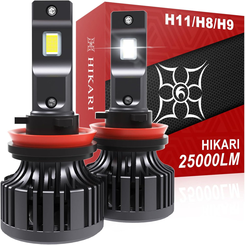 Hikari 2025 25000LM H11/H8/H9 LED Bulbs, 45W Upgraded Core Chips, High Lumens