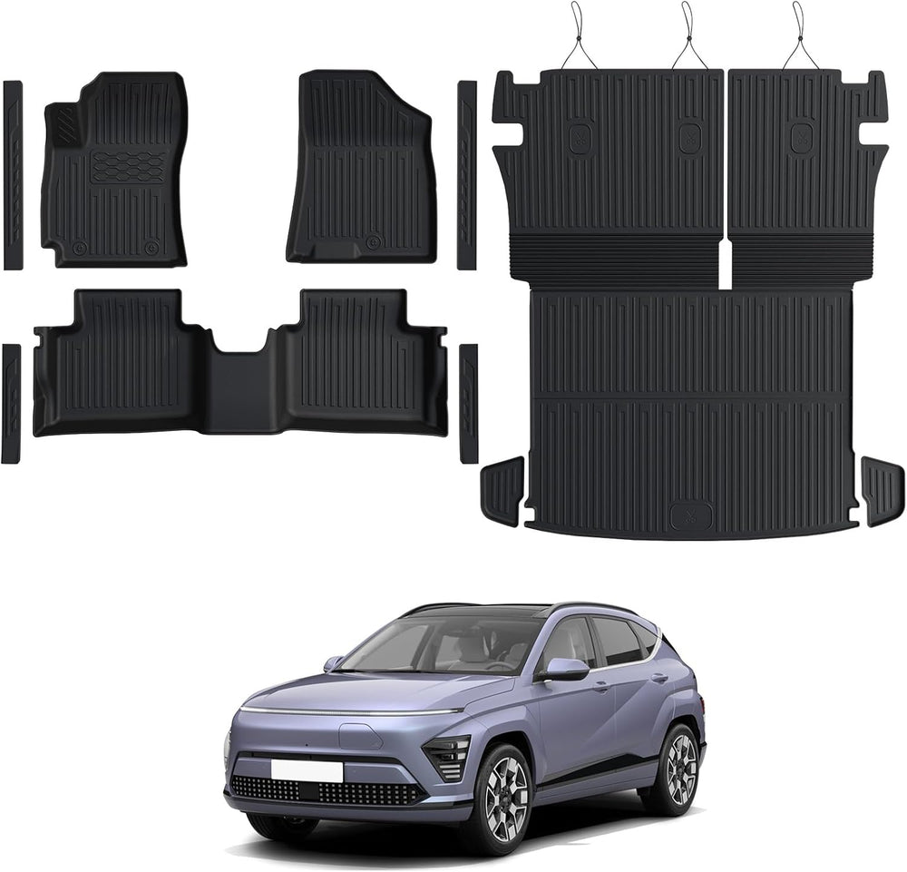 Floor Mats Set for 2024 2025 Hyundai Kona Gas, Full Coverage All Weather Floor