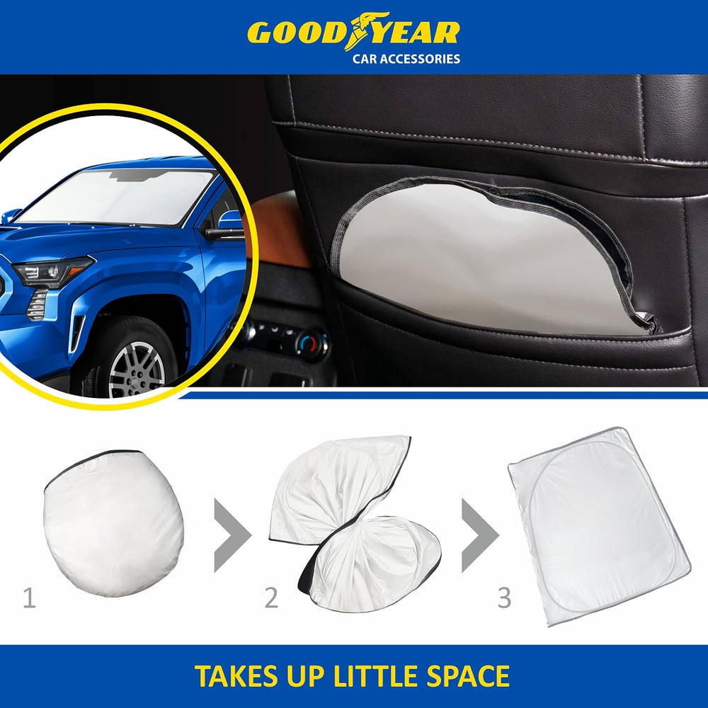 Goodyear Foldable Windshield Sunshade for Toyota Tacoma 2024-2026, Truck car ...