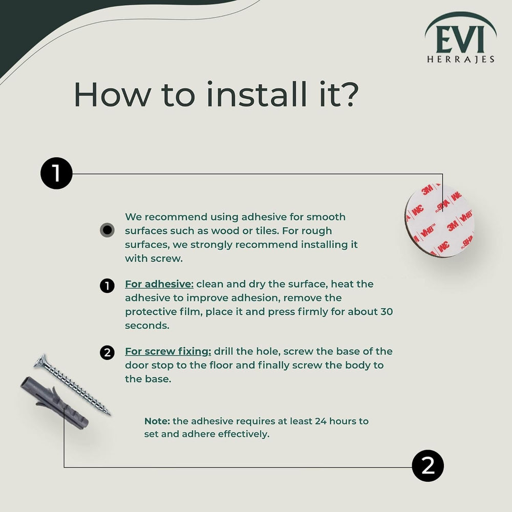 EVI Herrajes | Adhesive Door Stop | Threaded Base | W:1,1in H:0,8in | Matte F...