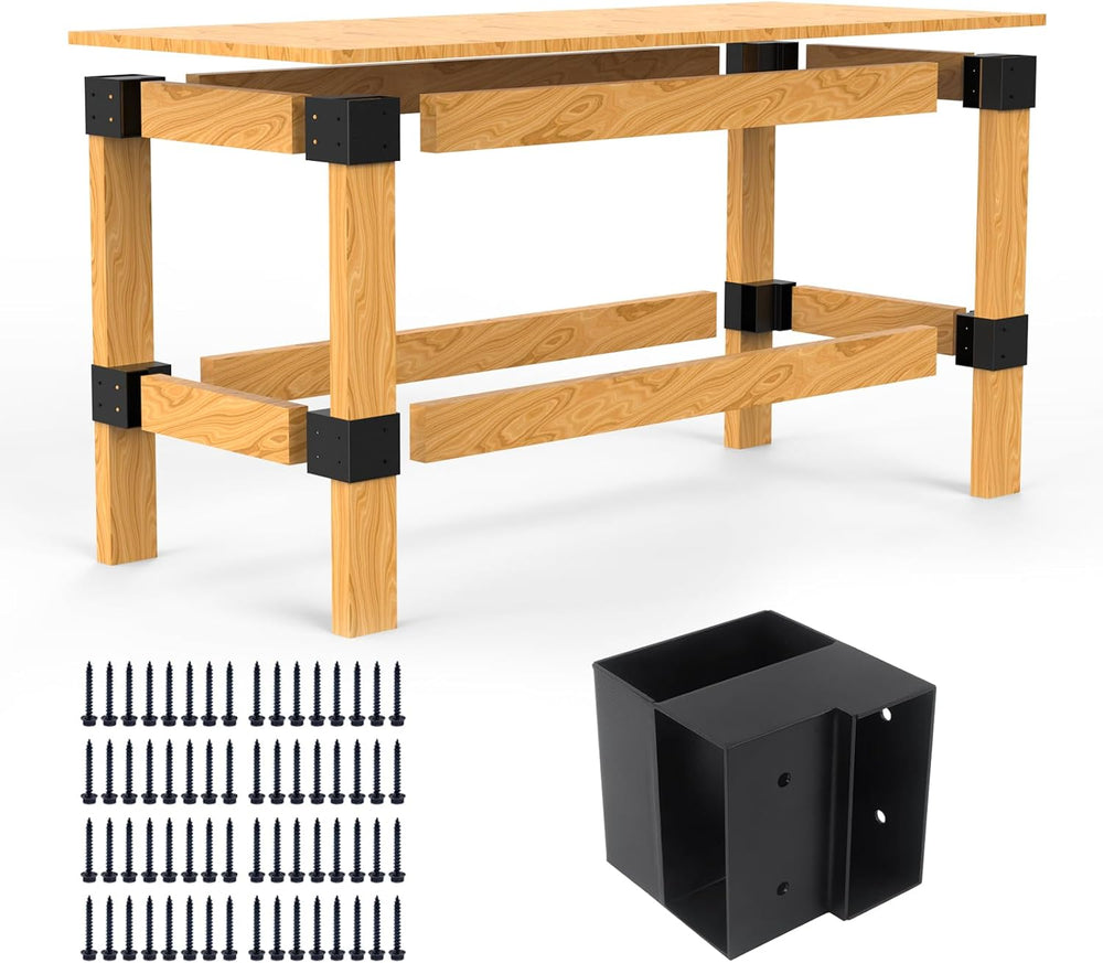 Heavy Duty Workbench Bracket Kit - 8 Pcs Steel 3-Way Right Angle Corner Brack...