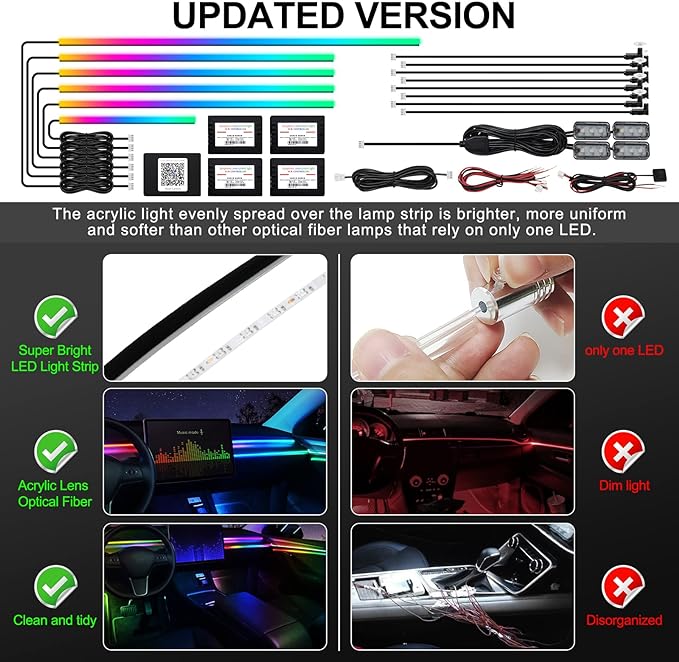 Dreamcolor Acrylic Interior Car LED Strip Light