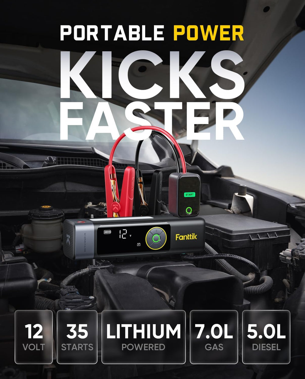 Fanttik Beyond 10 Apex 1800A Jump Starter with Fast Inflate Air Compressor