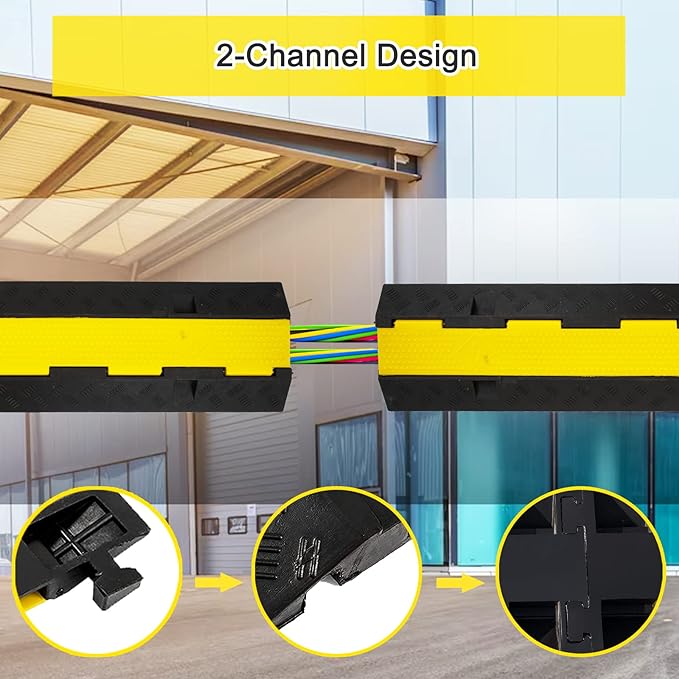 CXRCY Cable Ramp 3 Pack 2 Channel 11000lbs axle Capacity Floor Cord Cable