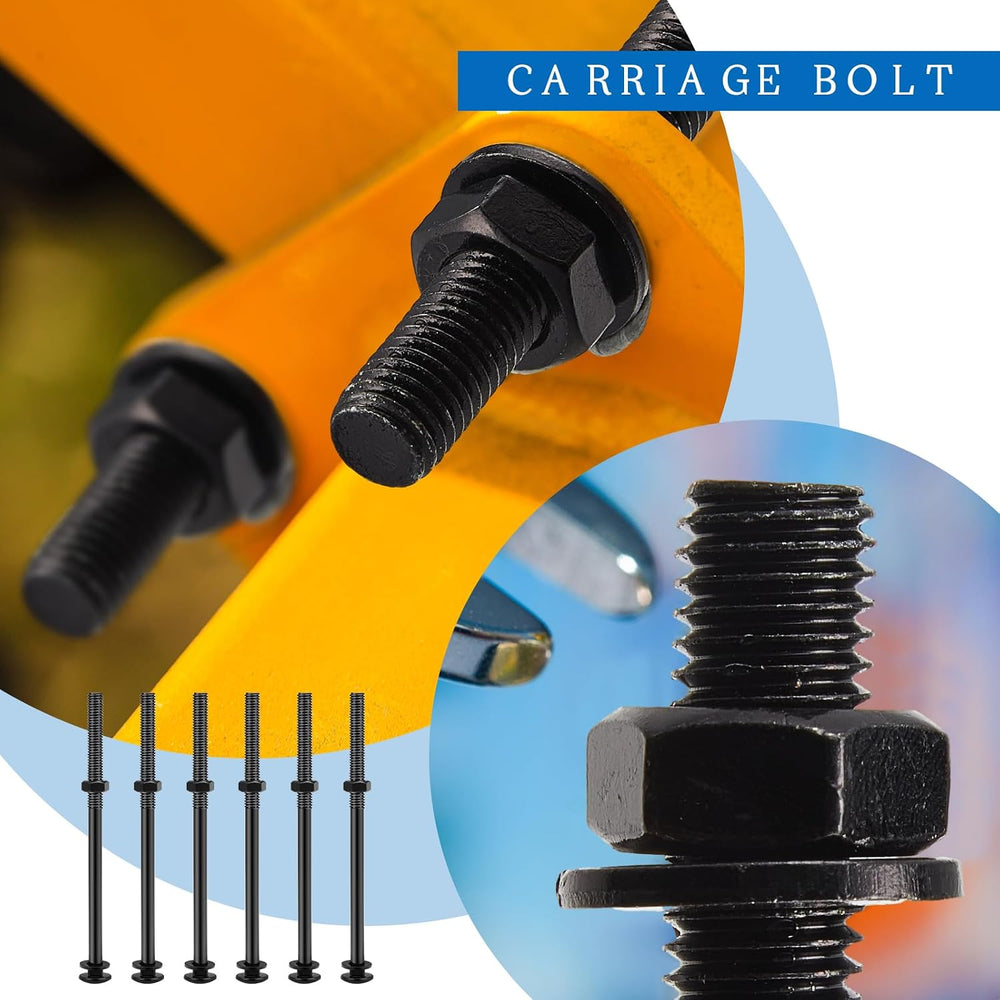 Zonon 12 Sets 1/2 x 8 Inch Black Carriage Bolt Kit Galvanized Carriage Bolt S...