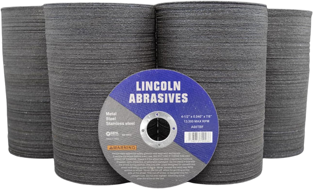 400 Pack 4.5" Cut-Off Wheels Lincoln Abrasives .040" Metal & St...