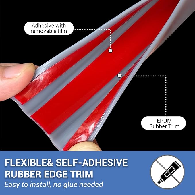Rubber Edge Trim, Flexible Self Adhesive U Shaped Peel and Stick Edge Banding