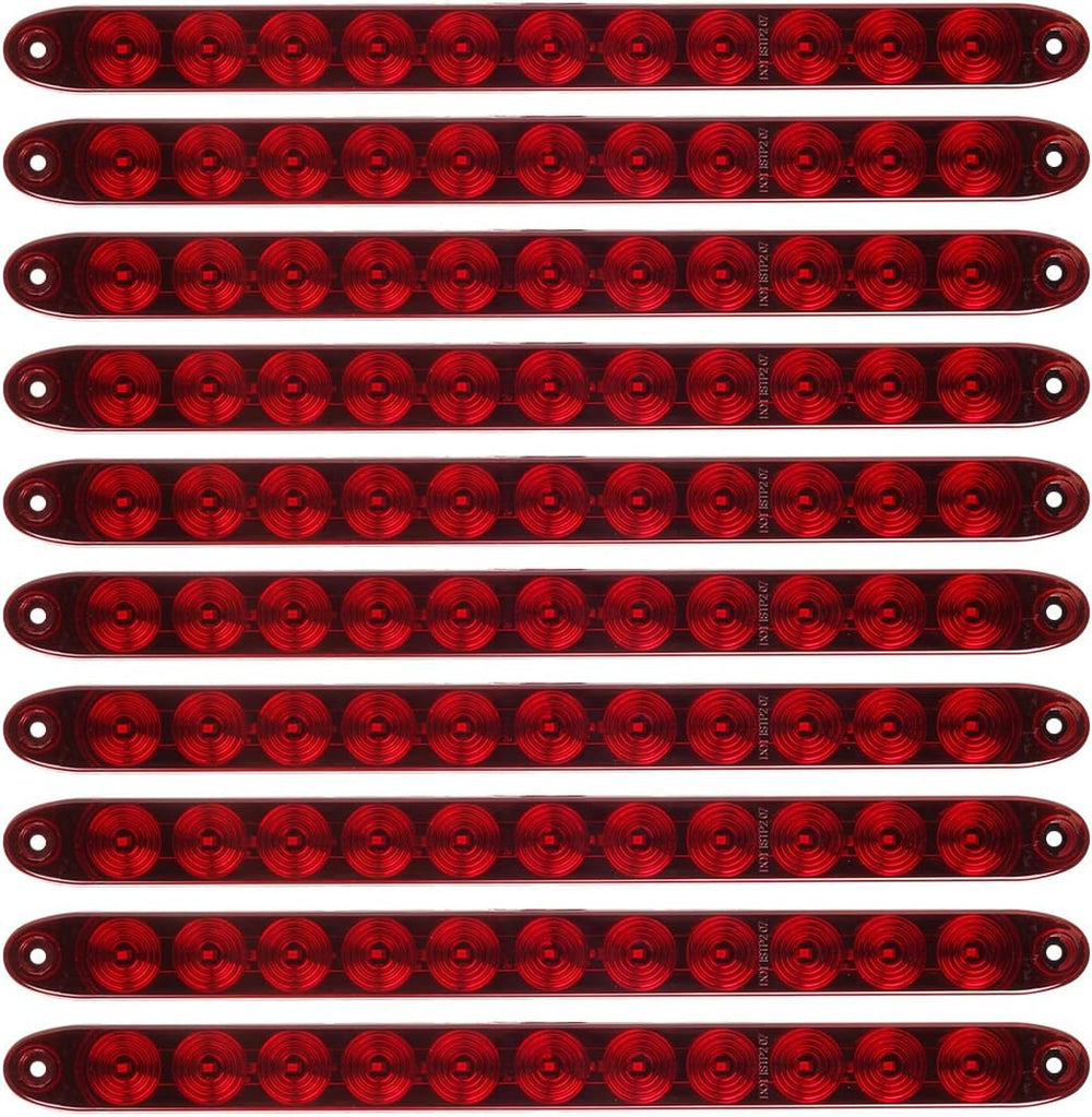 Partsam 10Pcs Red 15 Inch 11 LED Trailer Tail Light Bar Sealed Stop Turn Tail...