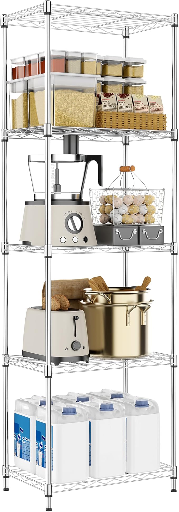 5 Tiers Shelf Metal Storage Shelves Wire Rack Closet Organizers
