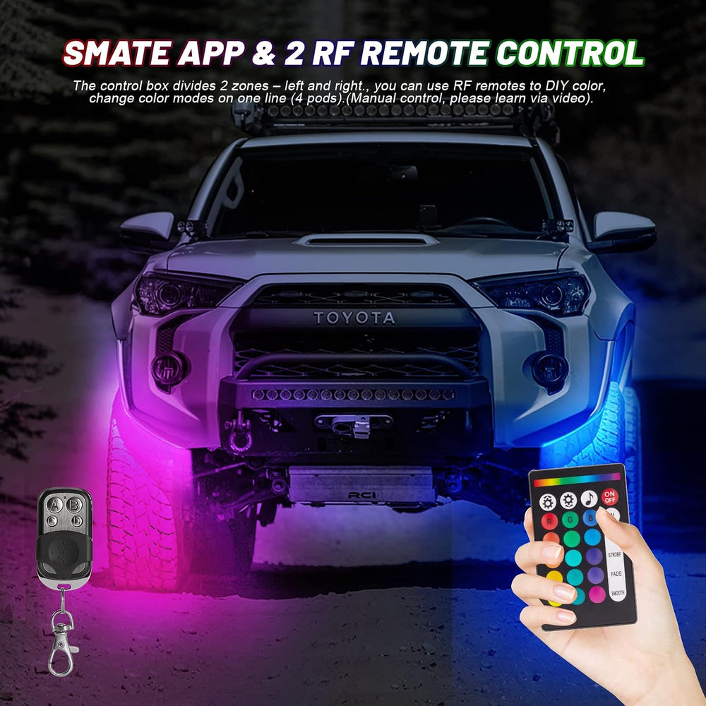 RGB LED Rock Lights Kit, 10 Pods Rock Lights for Trucks ATV UTV Golf Cart Off...