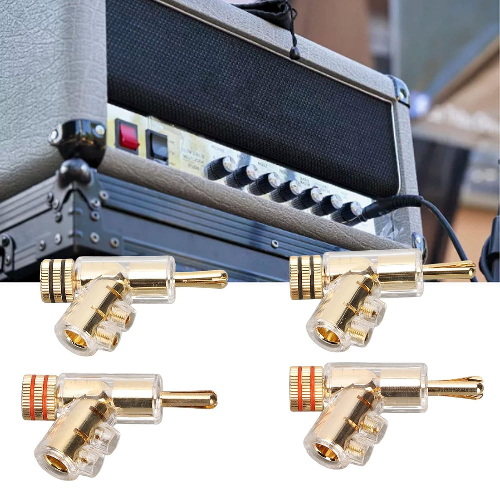 Acogedor 4Pcs Banana Plugs, BA1403 Angled Locking 24K Gold Plated