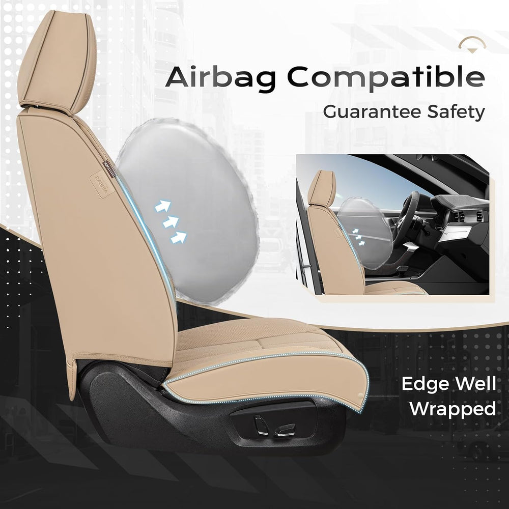 Coverado Nappa Leather Car Seat Covers Front Set, Luxury Waterproof Seat Prot...