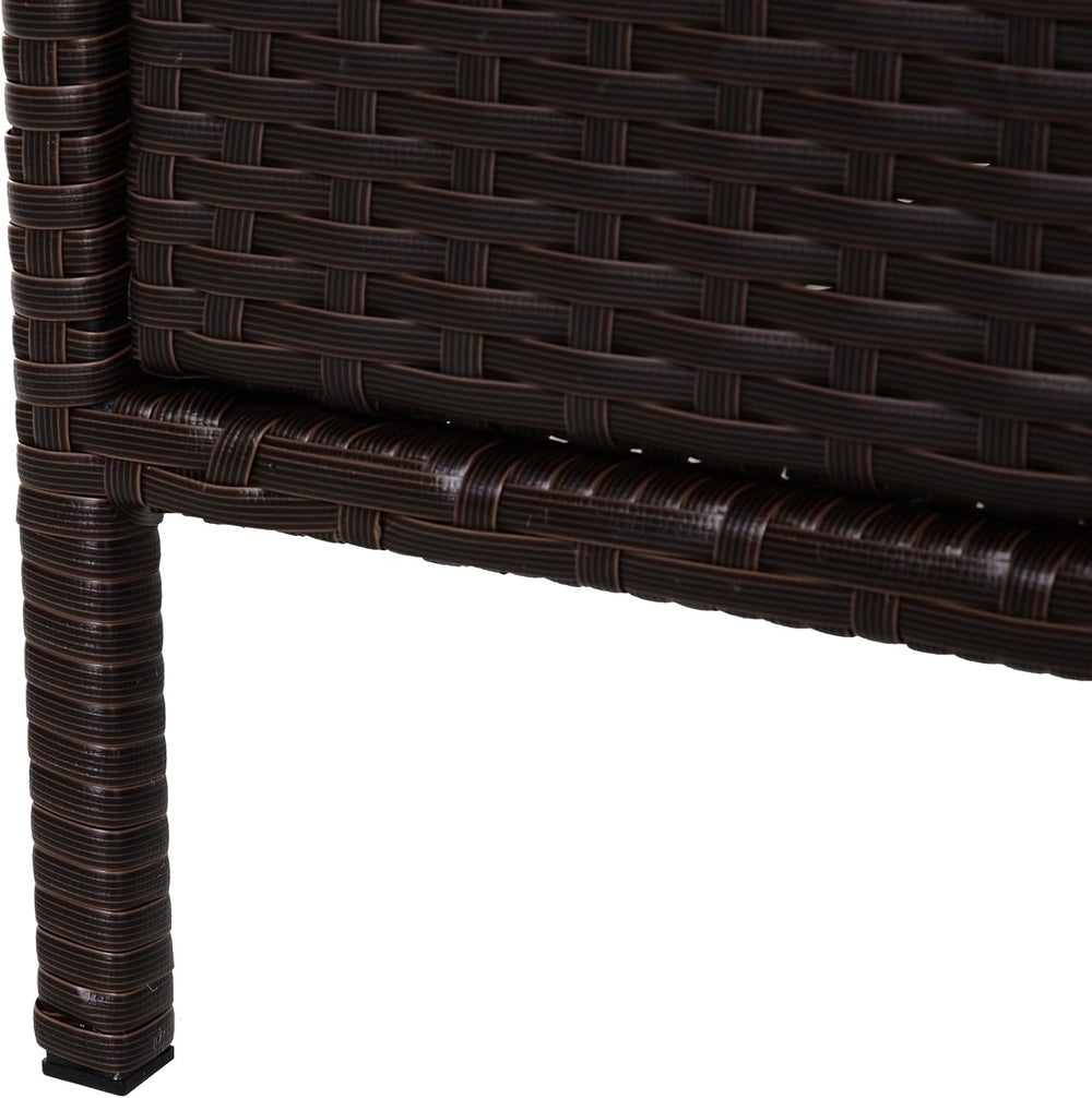 Outsunny Pool Towel Rack, PE Rattan Outdoor Towel Storage 3 Drawers, Brown
