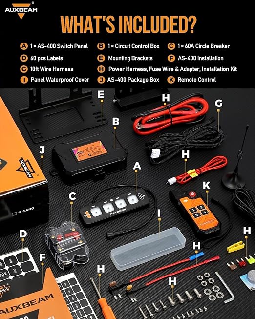 Auxbeam 4 Gang Slim Switch Panel Bluetooth RGB AS-400