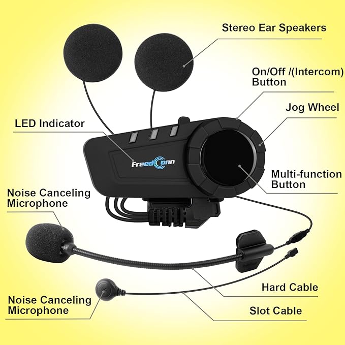 FreedConn KY PRO Motorcycle Helmet Bluetooth Headset, Motorcycle Communication