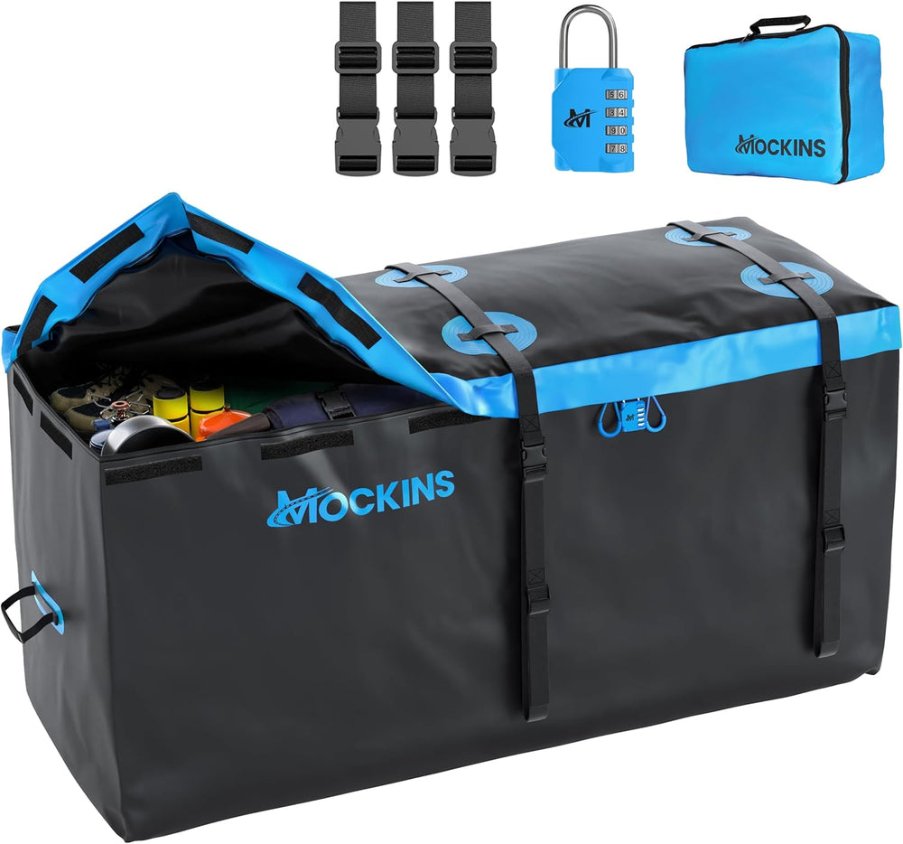 Mockins 25 Cu Ft Large Weatherproof Trailer Hitch Cargo Carrier Bag Set | 60&...