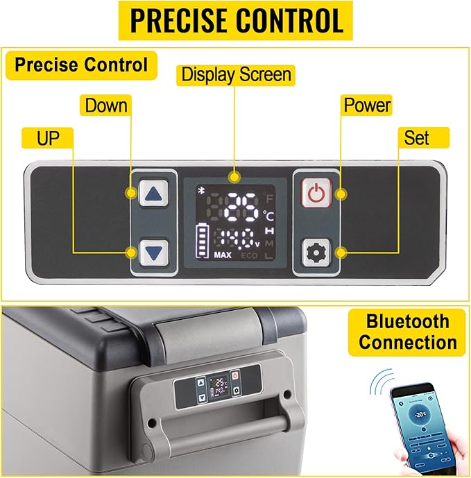 VEVOR CF35 Portable 37 Quart 12 Volt App Control, Car Refrigerator Dual Zone