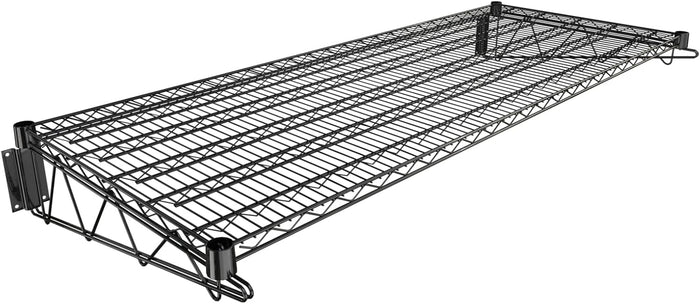 24" x 60" Black Epoxy Wire Wall Mount Shelf