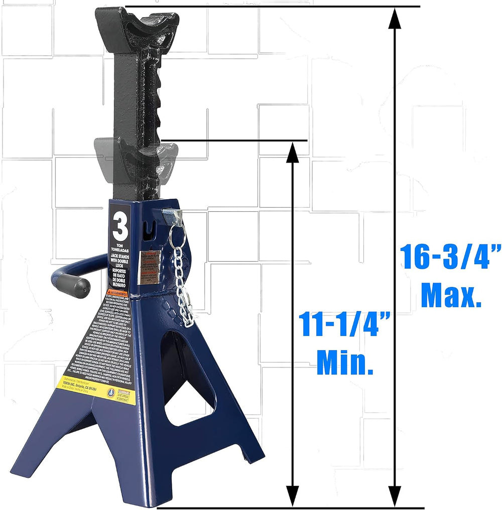 TCE 3 Ton (6,000 LBs) Capacity Double Locking Steel Jack Stands, 2 Pack, Blue...