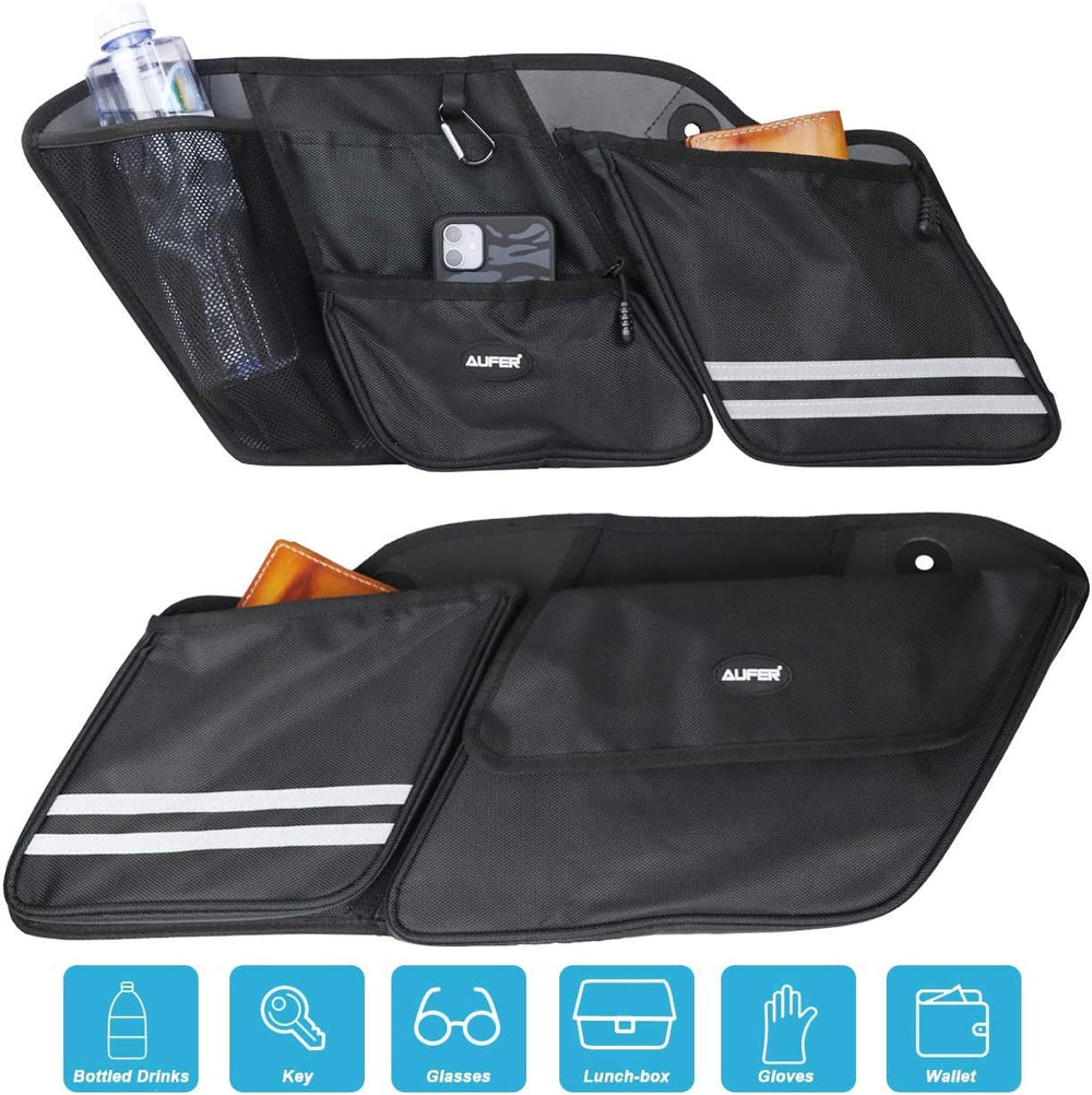 AUFER Left & Right Side Motorcycle Saddlebag Organizers Storage Bags Sadd...