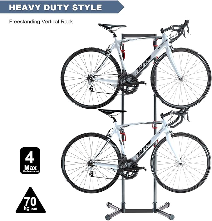 teraysun Indoor 4 Bike Storage Rack, Adjustable Arm Hook