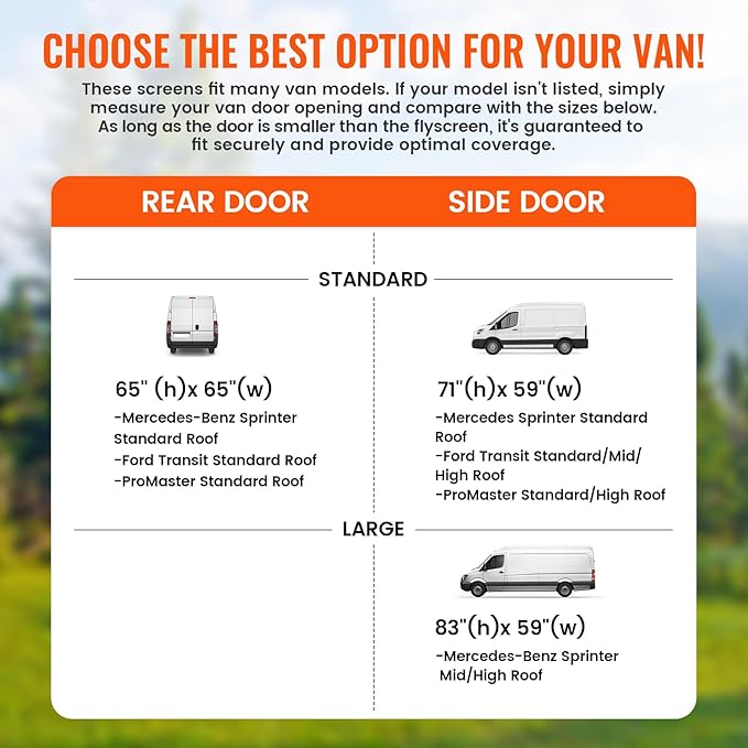 71''H x 59''W Van Bug Screen Side Door Sliding Door Window Co...