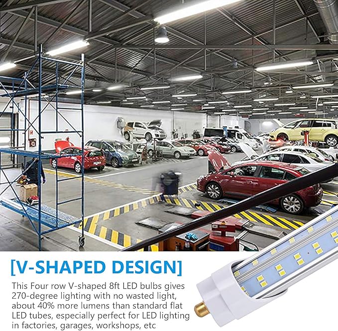 10 Pack, 8 Foot LED Bulbs, 150W 19000lm 5000K Daylight, Super Bright, T8 T10