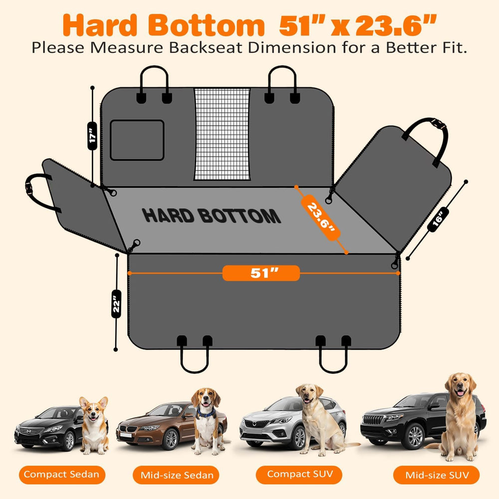URPOWER PU Leather Hard Bottom Dog Car Seat Cover, Back Seat Extender