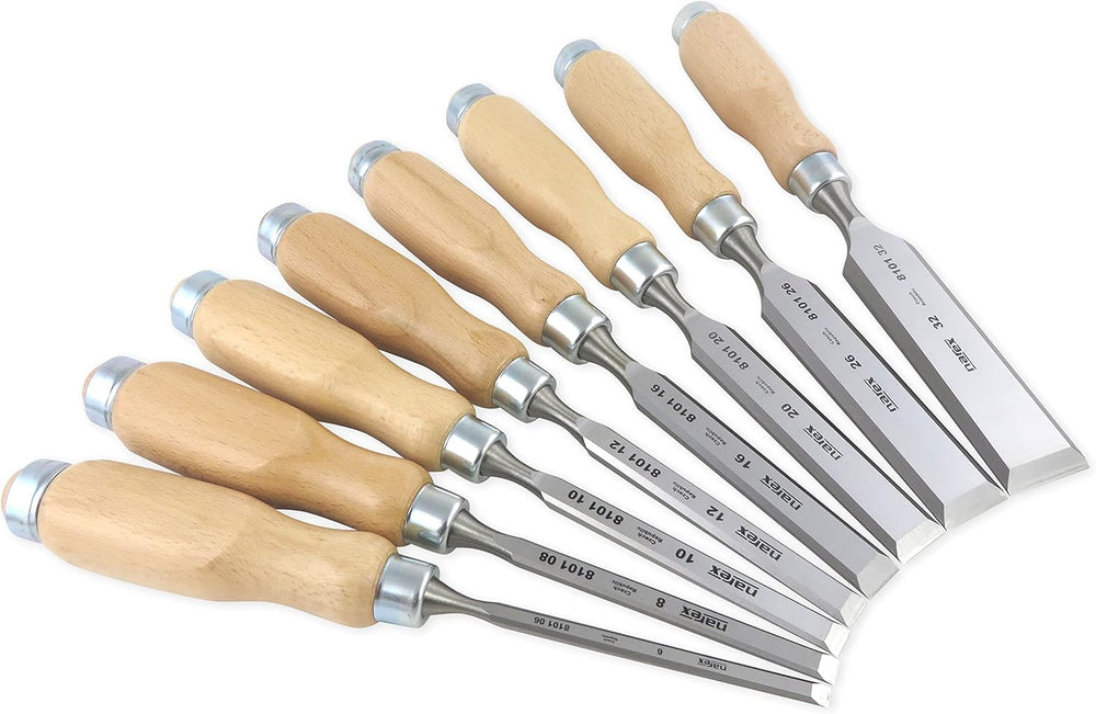 Czech Steel 8 pc Set of 6, 8, 10, 12, 16, 20, 26, 32 mm Chisels