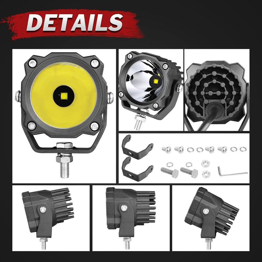 Round LED Fog Light Pods 50W 2PCS Spot LED Off Road Lights Ditch LED Pods