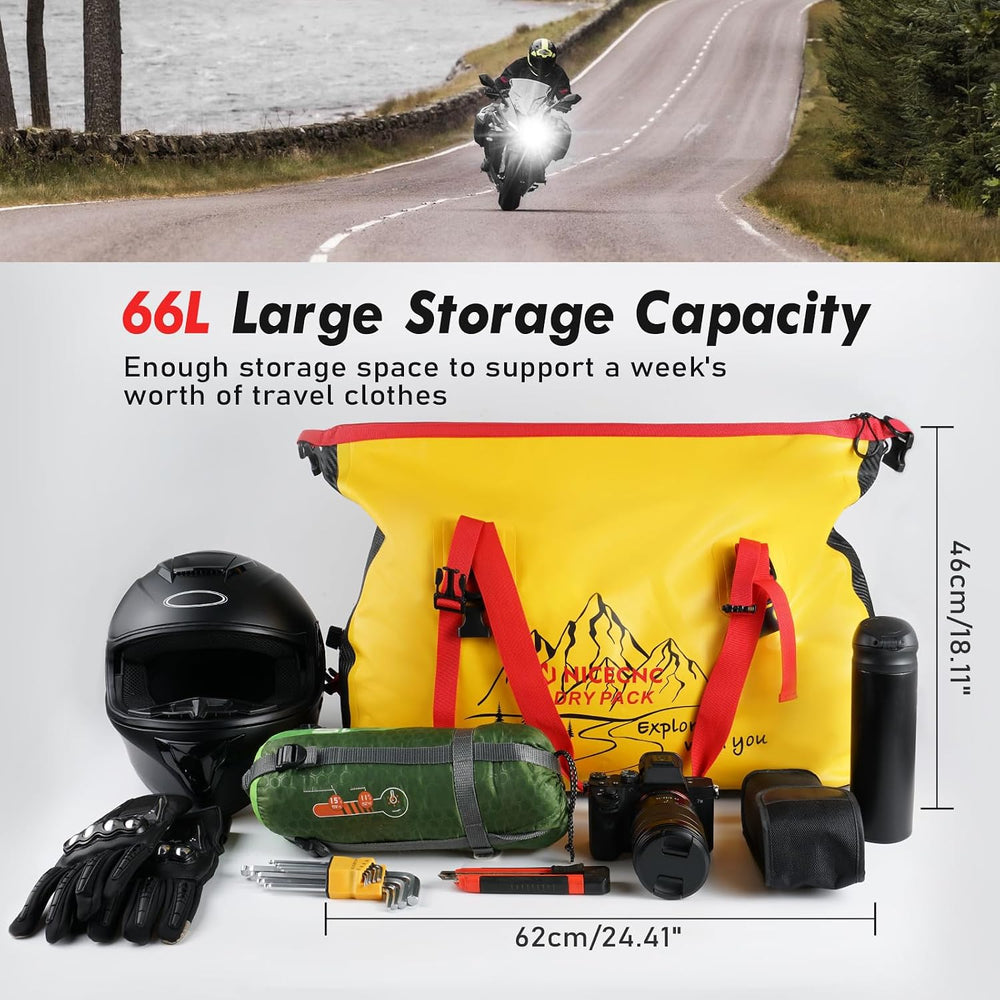 NICECNC Waterproof Motorcycle Dry Duffel Bag 66L, 500D PVC Motorcycle Tail Ba...