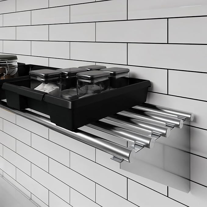 AmGood 14 in. x 48 in. NSF Stainless Steel Tubular Wall Shelf | Heavy-Duty