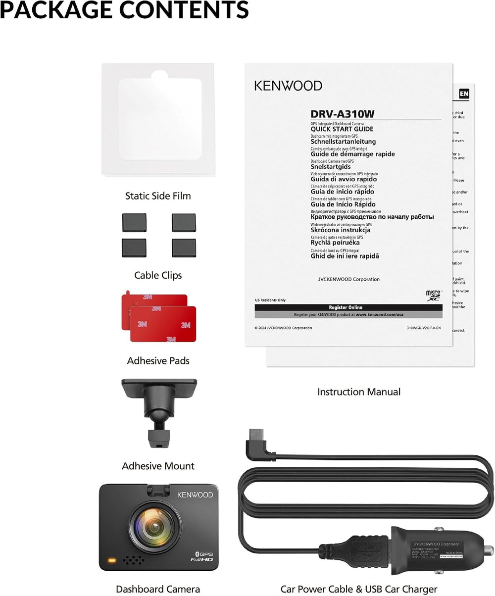KENWOOD DRV-A310W GPS Dash Cam, Full HD Dashboard Camera, WDR/HDR Car Camera ...