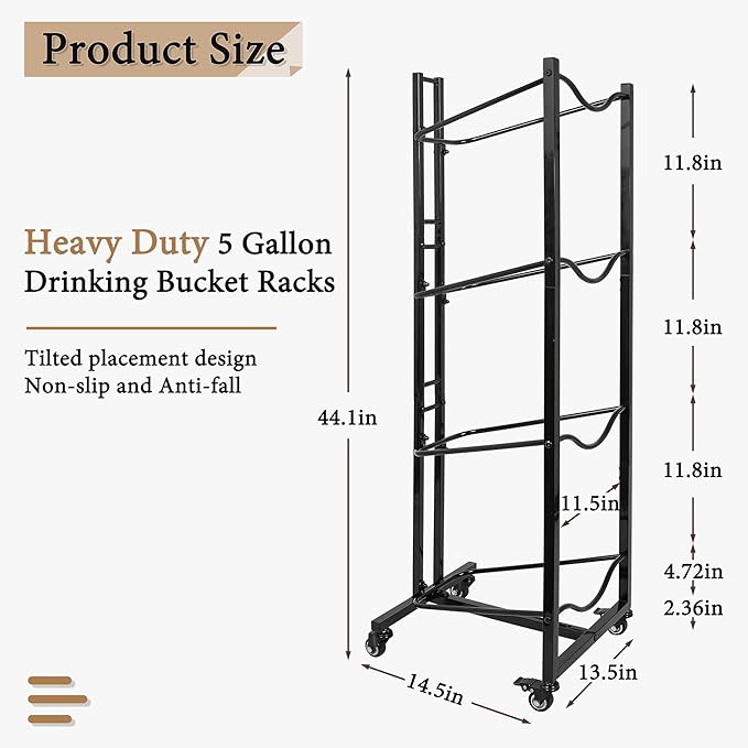 5 Gallon Water Bottle Holder, 4-Tier Heavy Duty Water Cooler Jug Rack, Water