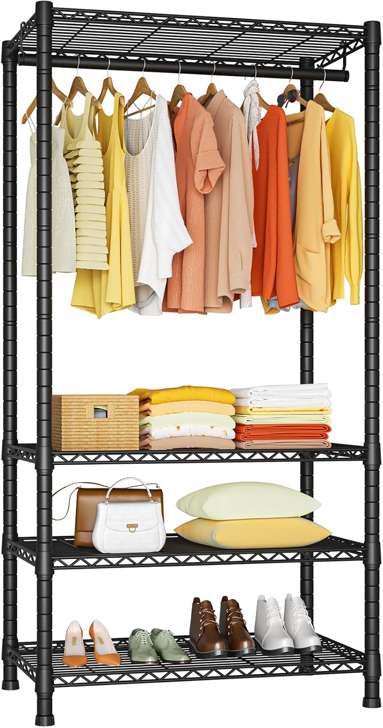 Ulif H2 Heavy Duty Clothes Rack, Freestanding 4 Tiers Garment Rack for Hangin...