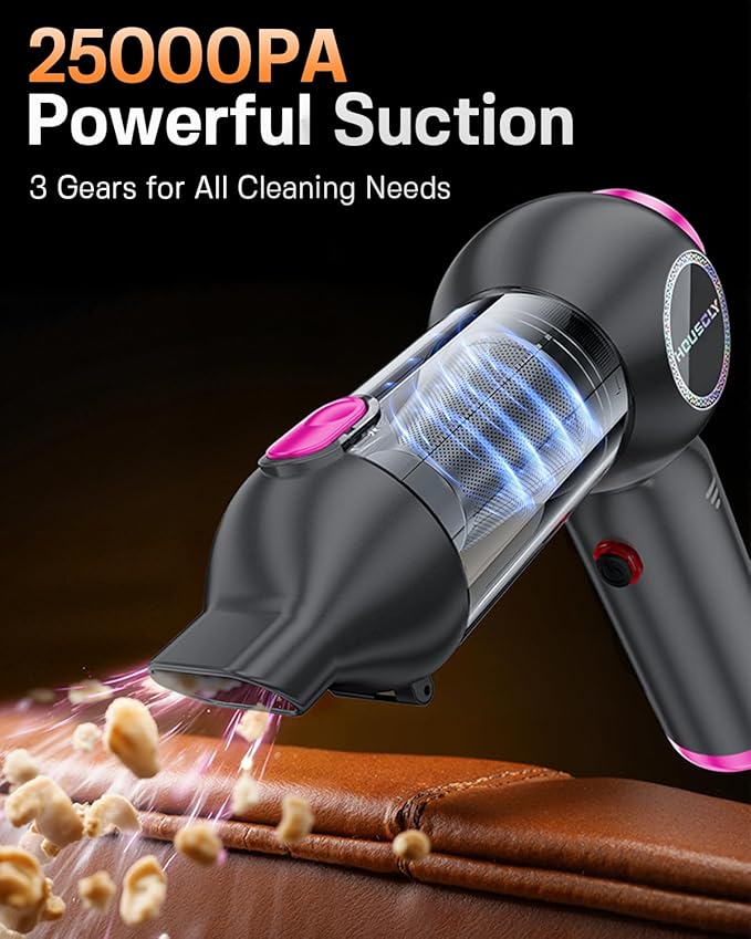 Handheld Car Vacuum Portable Cordless 25000Pa High Power Small Mini Hand Vacuum