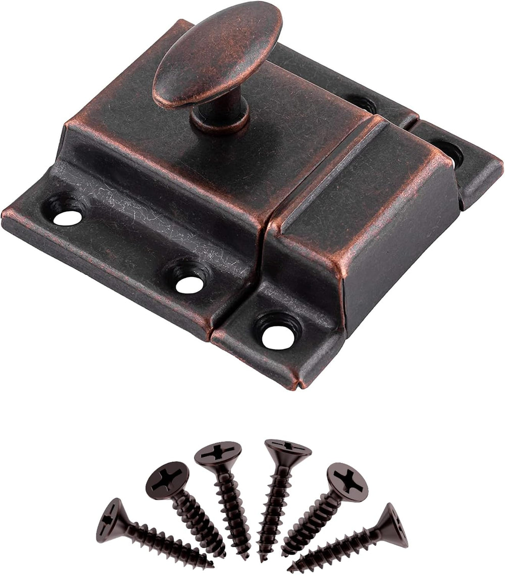 Small Stamped Antique Copper Cabinet Door Latch - 1 7/8" × 1 7/8" -...
