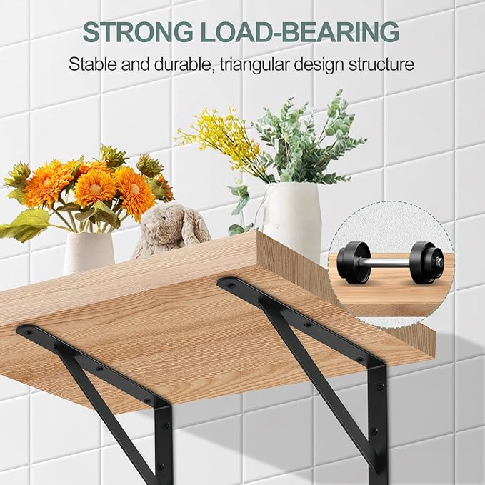 8 Pack L16 x H 10" Black Heavy Duty Shelf Brackets