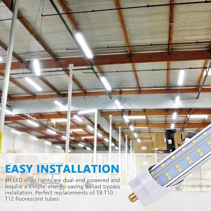 10 Pack, 8 Foot LED Bulbs, 150W 19000lm 5000K Daylight, Super Bright, T8 T10