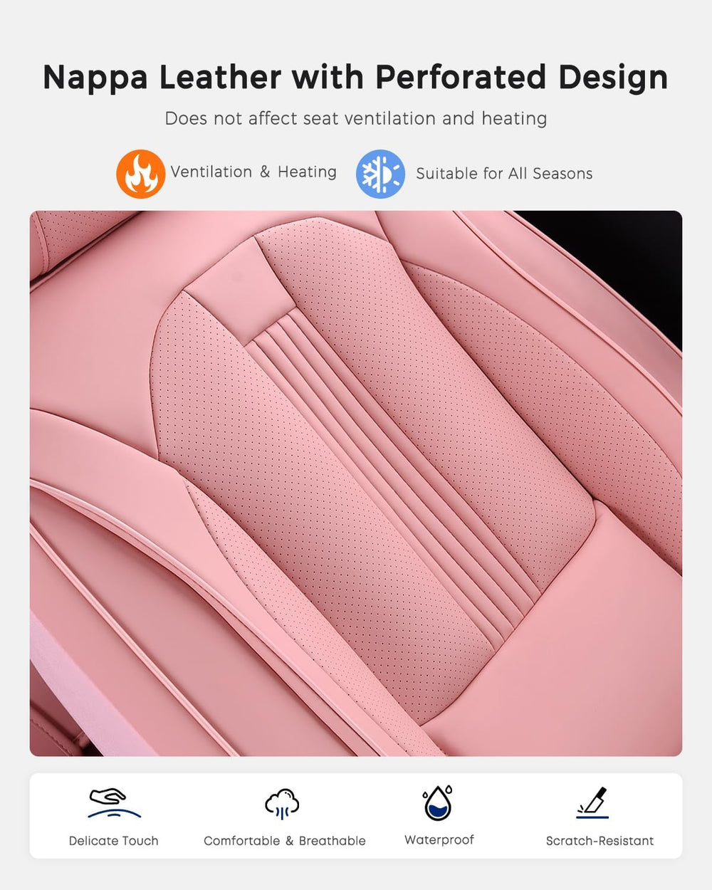 Huidasource Universal Car Seat Cover, Car Seat Cover Set Nappa Leather with L...