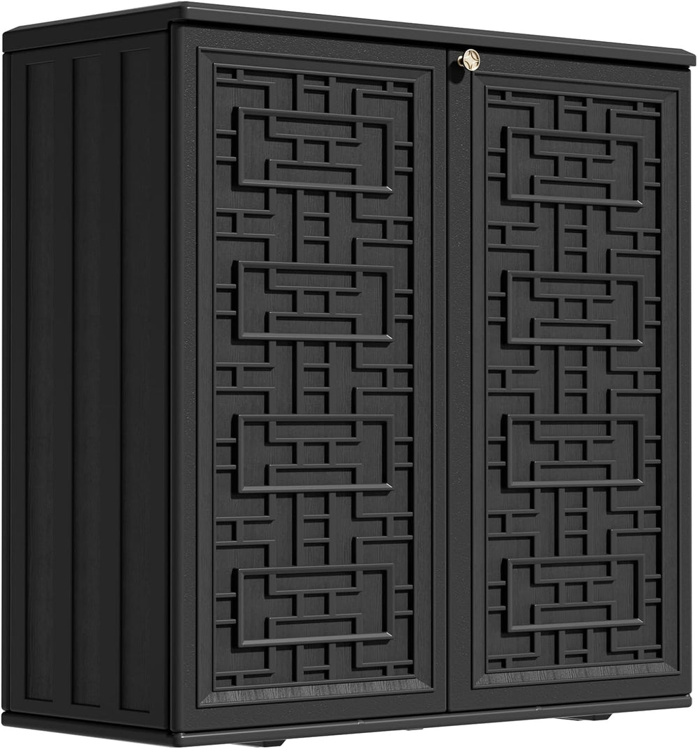 ZZM HDPE Outdoor Storage Shed, Outdoor Plastic Storage Cabinet, Horizontal Re...