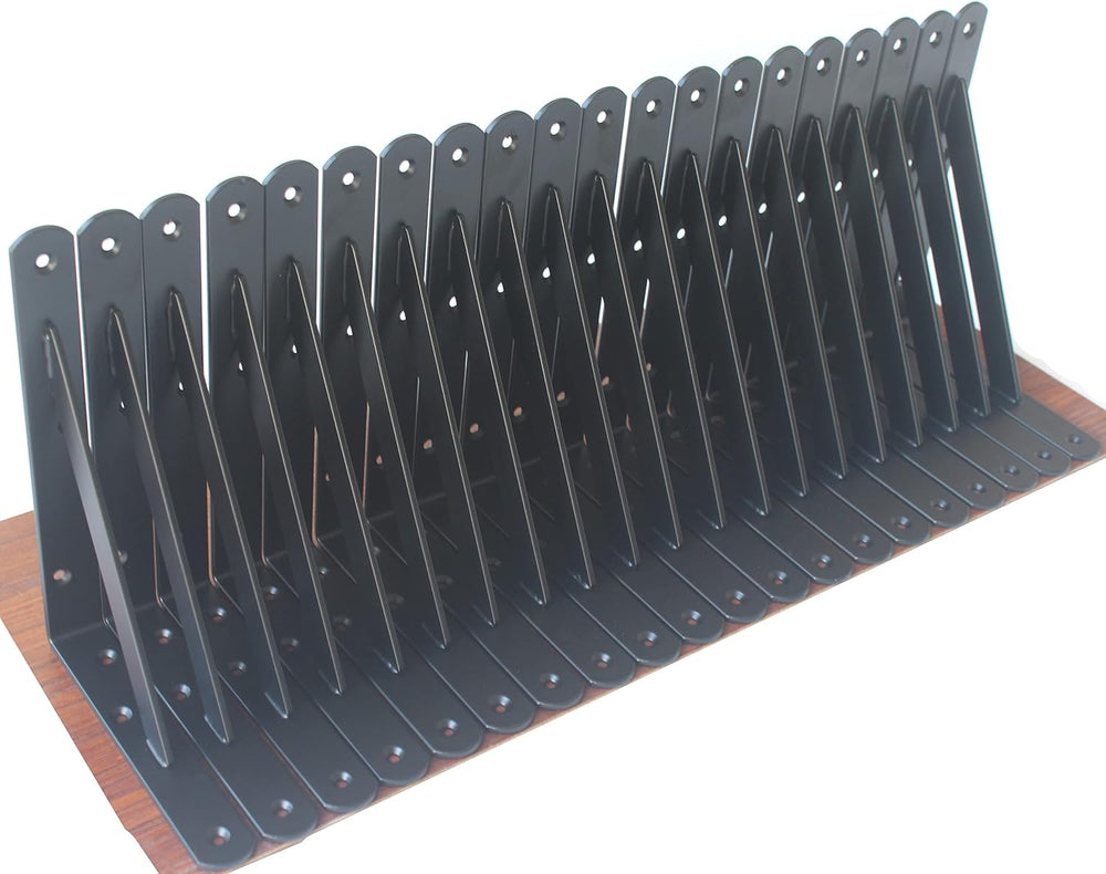 32 Pack L8 x H 6" Black Heavy Duty Shelf Brackets with Screws Metal Shel...