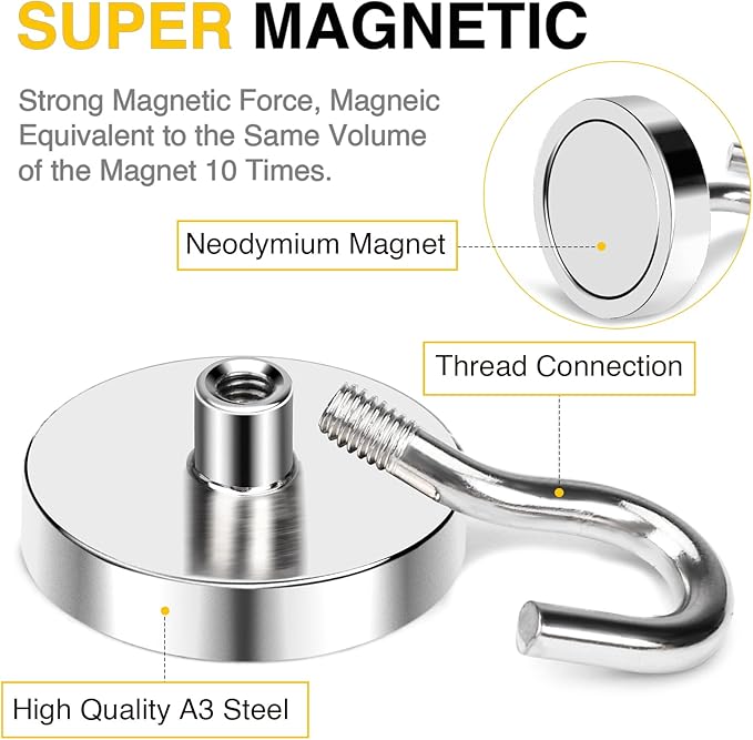 DIYMAG Magnetic Hooks, 118 LB Heavy Duty Strong Magnet (20pcs)