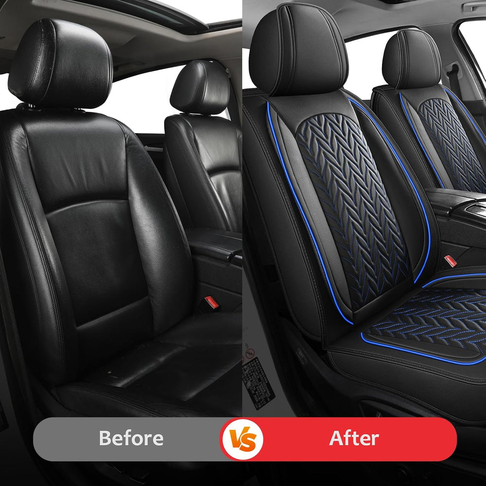 MIROZO Front Seat Covers, Leather Car Seat Covers for Sedan, Truck and SUV