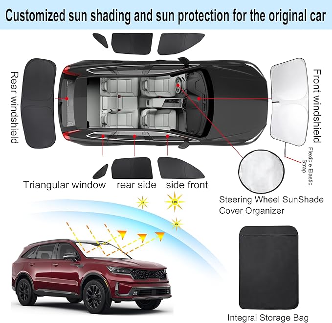 TINGLU Window Shades for Kia Sorento SUV 2021-2024 2025 Accessories Side Full...