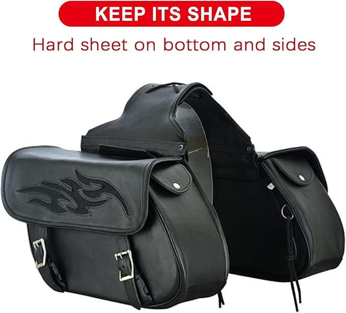 Dream Apparel Naked Cowhide Leather Motorcycle Saddle Bags Throw Over Saddlebags