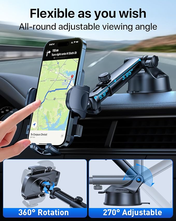 HTU 2025 Upgraded Car Phone Holder 【Safety Certs & No Smell】 Cell Phone H...